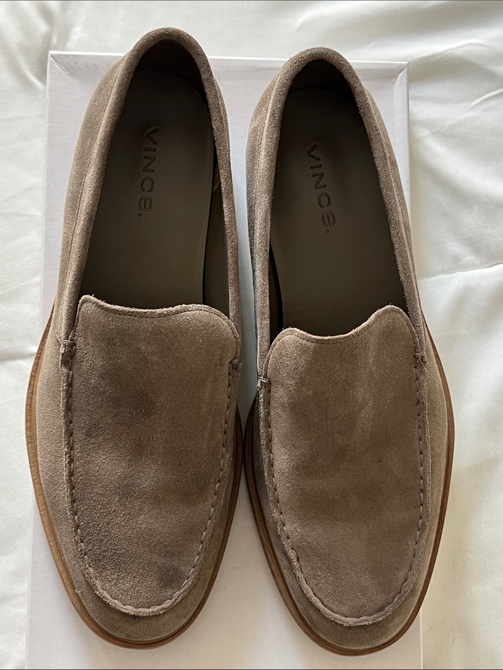 Vince Taupe Suede Slip-On Loafers - Picture 7 of 8